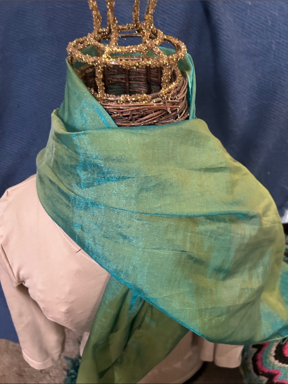 Shimmery Teal-Green Women's Wrap Scarf